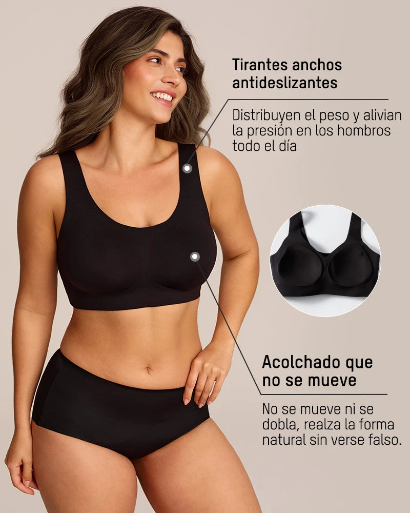 Brasier Talla Extra Sin Varilla – Push-Up, Cobertura Total y Tirantes Anchos