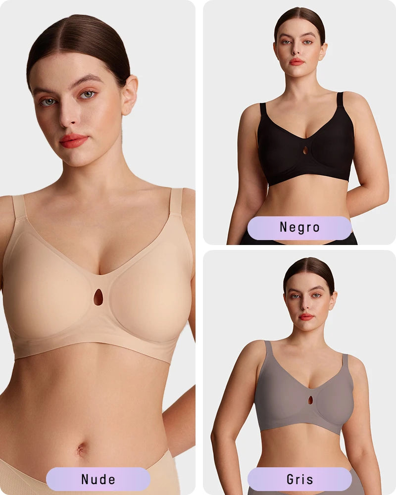 Sujetador Invisible con Levantamiento de Gel y Diseño Hueco de Gota de Agua Transpirable