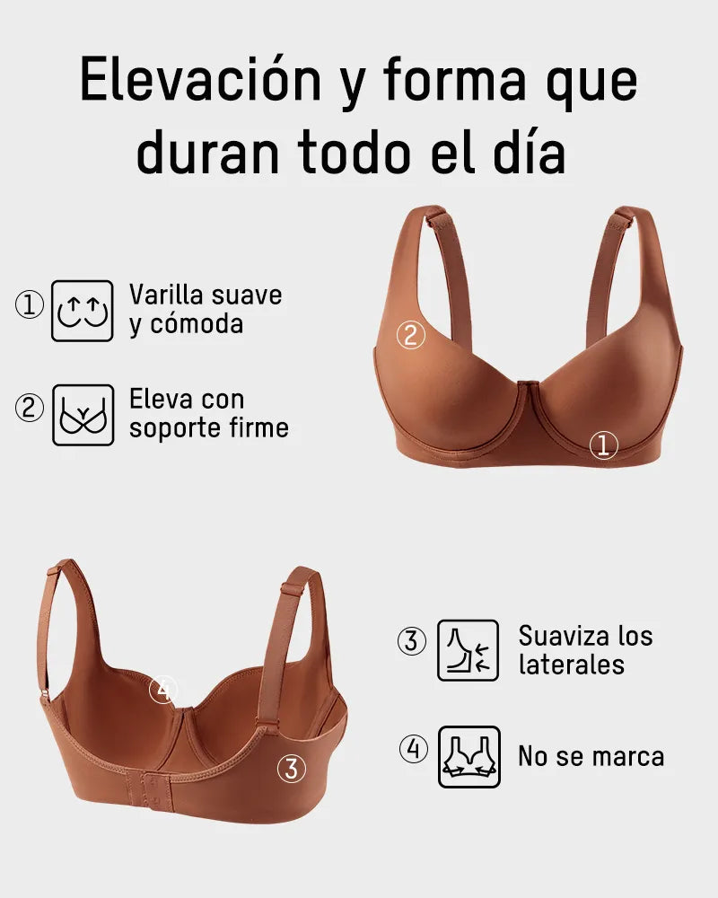 Sujetador Balconette Invisible con Aros, Sin Relleno Ideal para Escotes Bajos y Cuellos Cuadrados