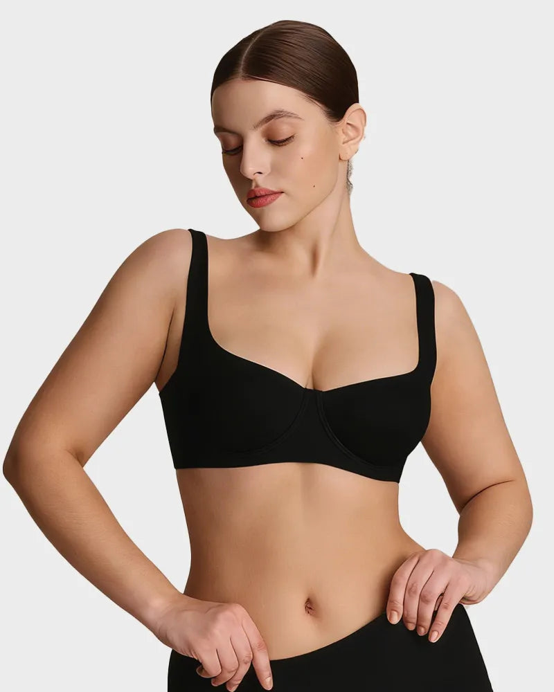 Sujetador Balconette Invisible con Aros, Sin Relleno Ideal para Escotes Bajos y Cuellos Cuadrados