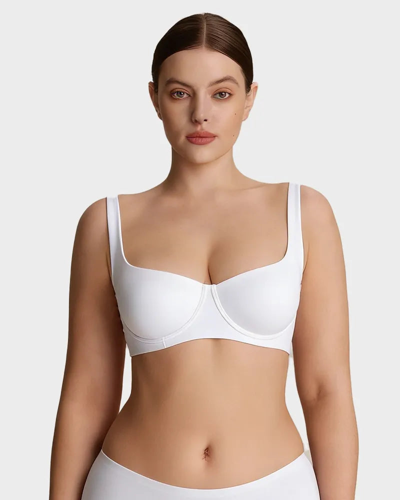 Sujetador Balconette Invisible con Aros, Sin Relleno Ideal para Escotes Bajos y Cuellos Cuadrados