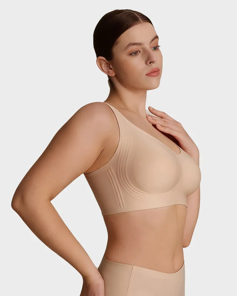 Brasier sin varilla con soporte firme, push up natural para busto grande