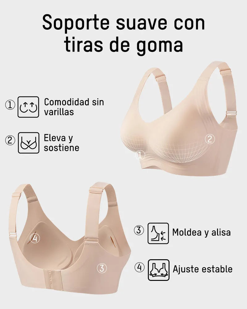 Brasier sin varilla con soporte firme, push up natural para busto grande