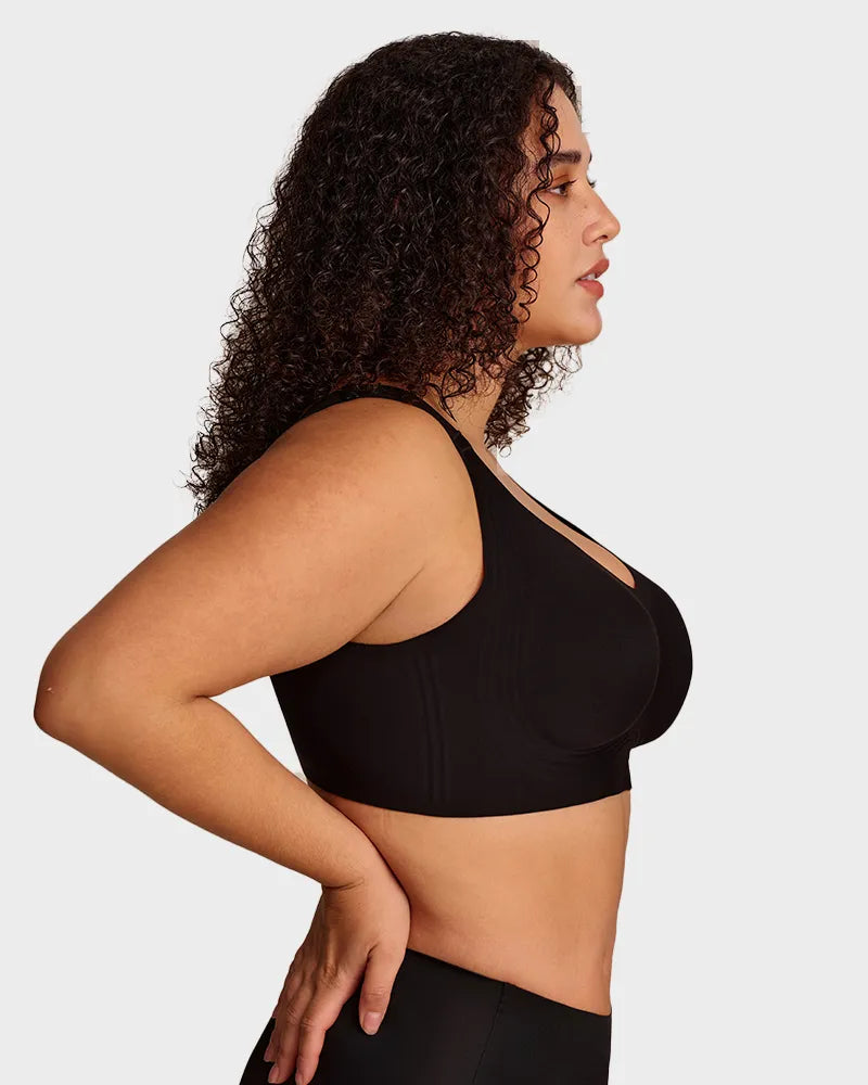 Brasier sin varilla con soporte firme, push up natural para busto grande