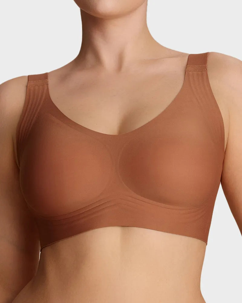 Brasier sin varilla con soporte firme, push up natural para busto grande