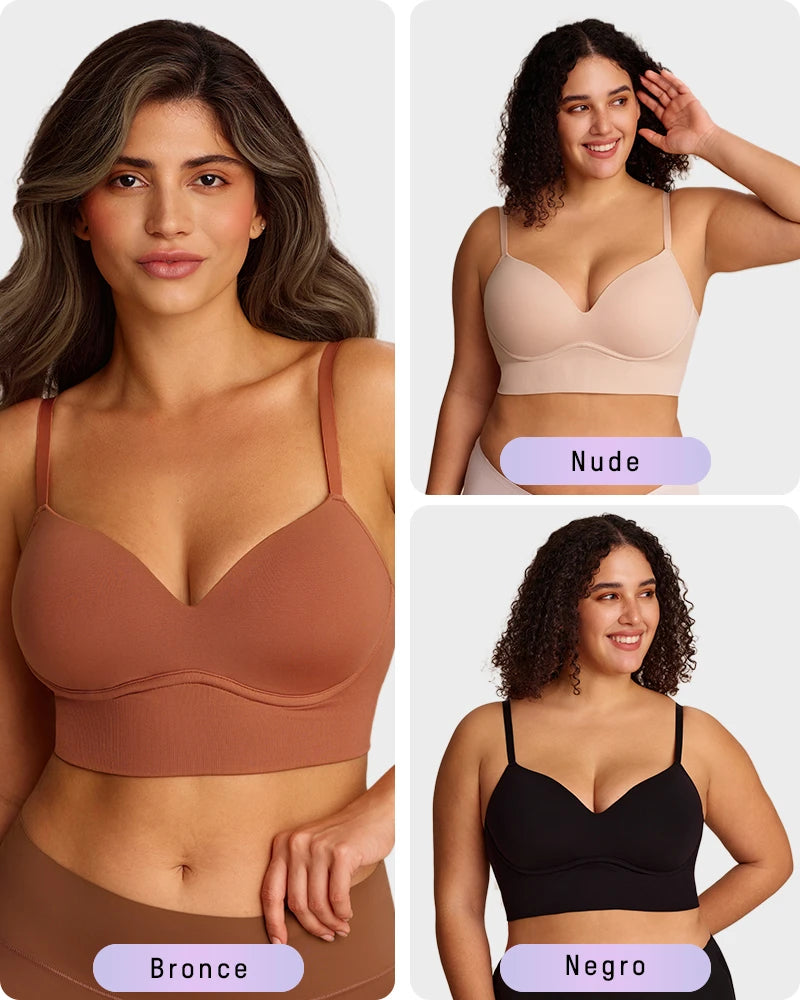 Bralette sin Varilla sin Costuras con Realce Natural y Escote en V