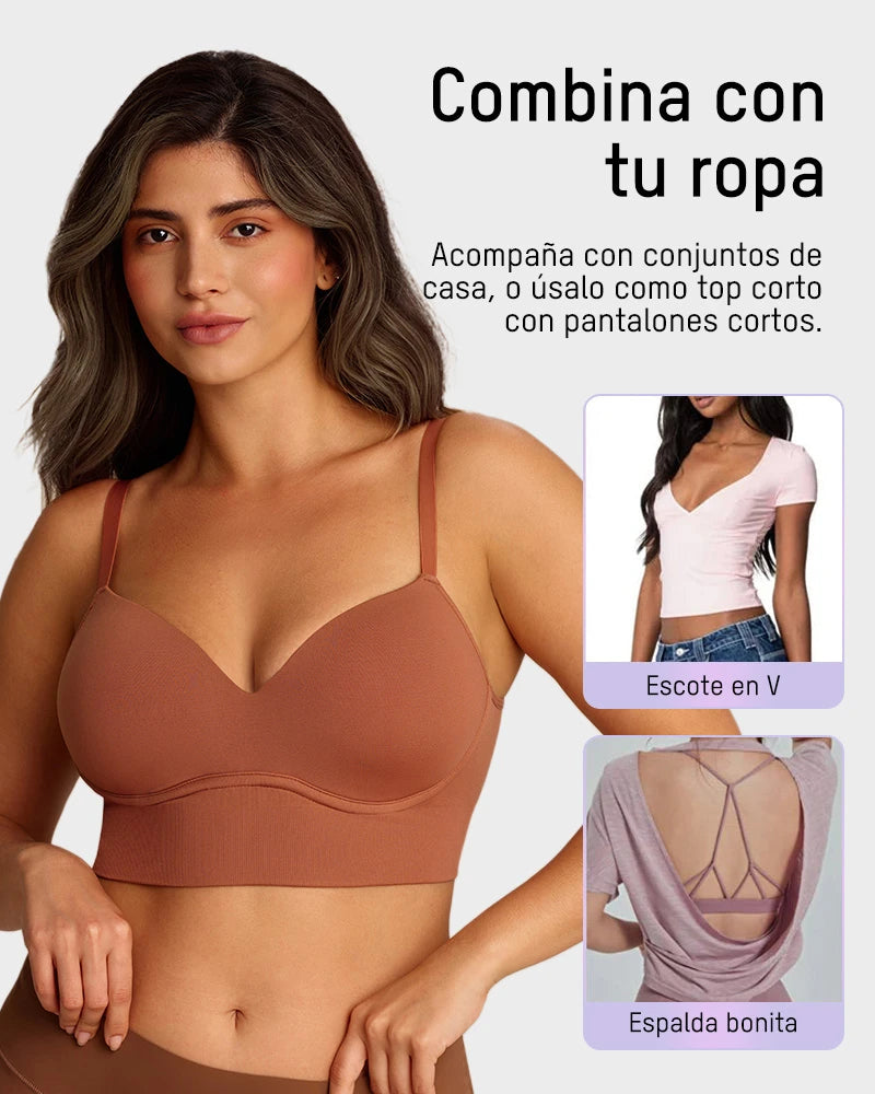 Bralette sin Varilla sin Costuras con Realce Natural y Escote en V
