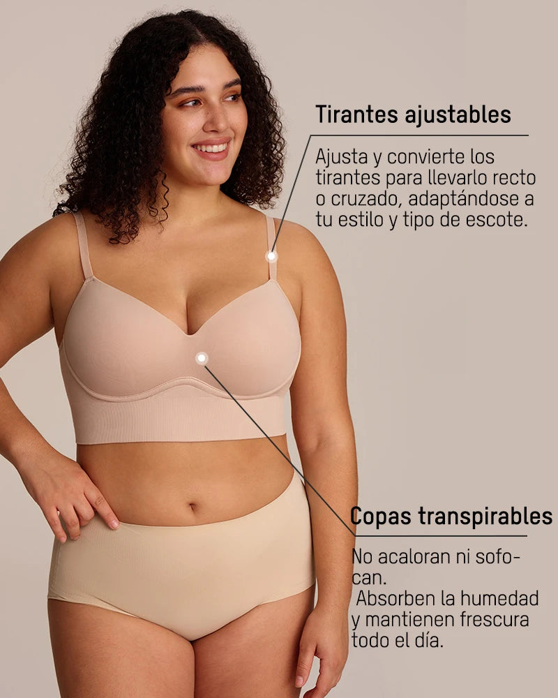 Bralette sin Varilla sin Costuras con Realce Natural y Escote en V