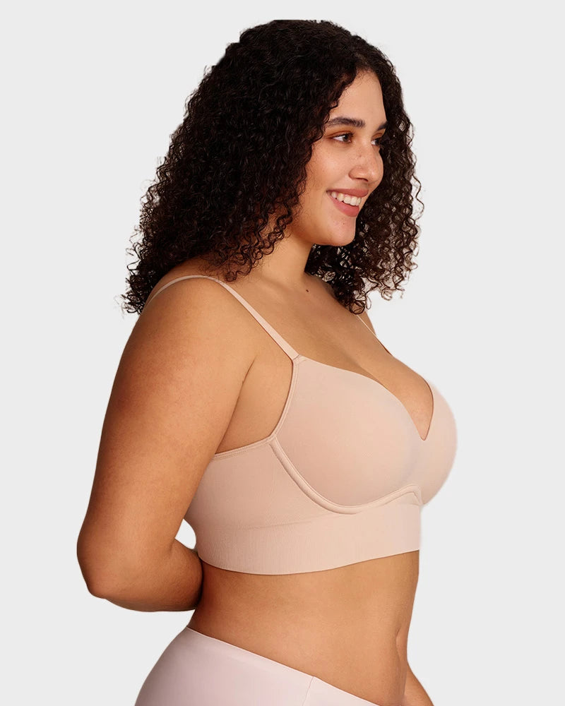 Bralette sin Varilla sin Costuras con Realce Natural y Escote en V
