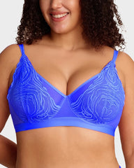 Brasier Tallas Grandes de Encaje y Malla con Varilla y Cobertura Total