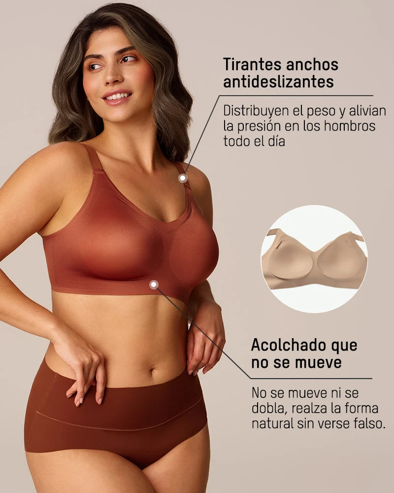 Brasier de satín de lujo sin varilla y sin costuras con soporte