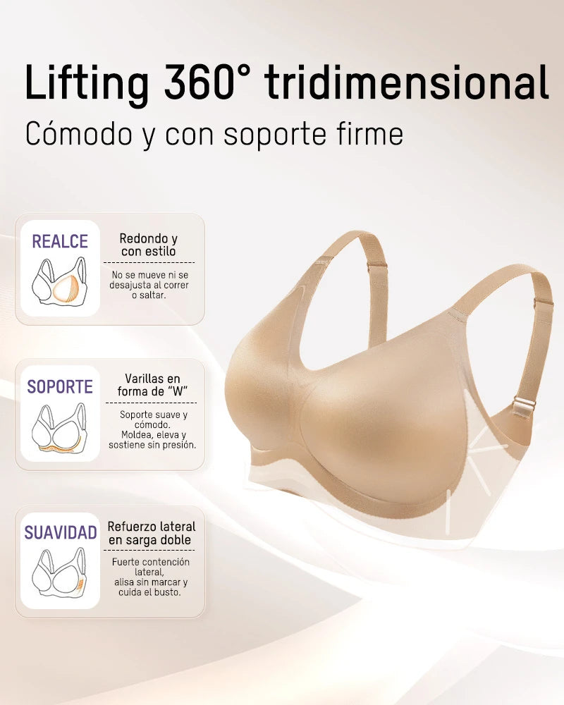 Brasier de satín de lujo sin varilla y sin costuras con soporte