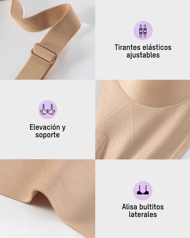 Brasier de satín de lujo sin varilla y sin costuras con soporte