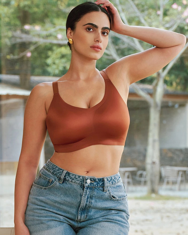 Brasier de satín de lujo sin varilla y sin costuras con soporte