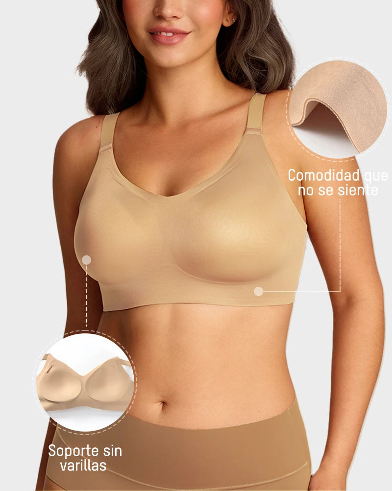 Brasier de satín de lujo sin varilla y sin costuras con soporte