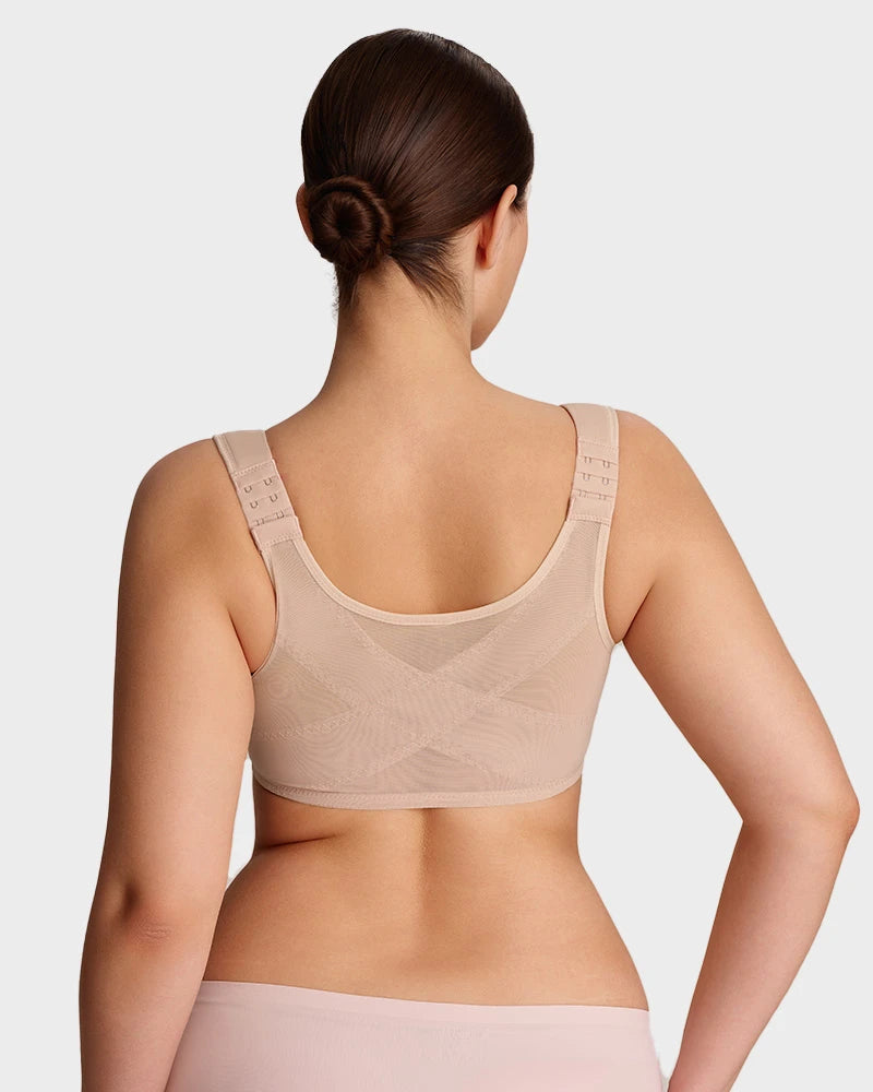 Brasier con Cierre Frontal, Aros Acolchados y Cobertura Total que Moldea y Suaviza la Espalda