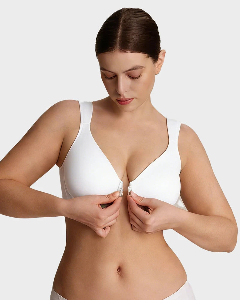 Brasier con Cierre Frontal, Aros Acolchados y Cobertura Total que Moldea y Suaviza la Espalda