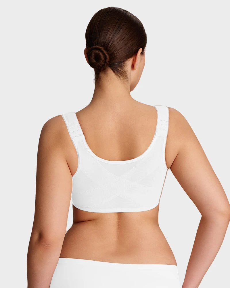 Brasier con Cierre Frontal, Aros Acolchados y Cobertura Total que Moldea y Suaviza la Espalda