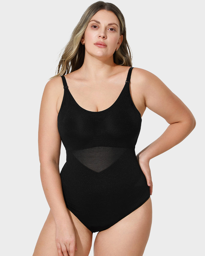 Body shaper con panel de malla cruzada