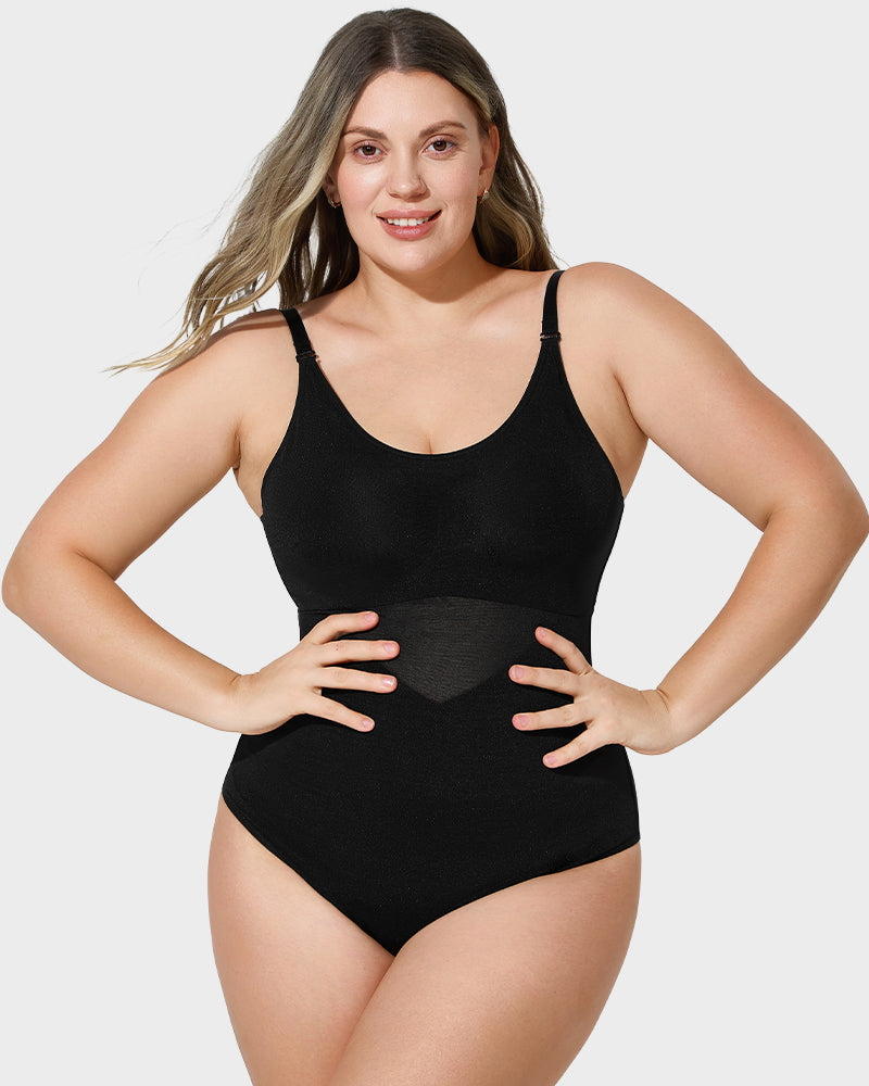 Body shaper con panel de malla cruzada