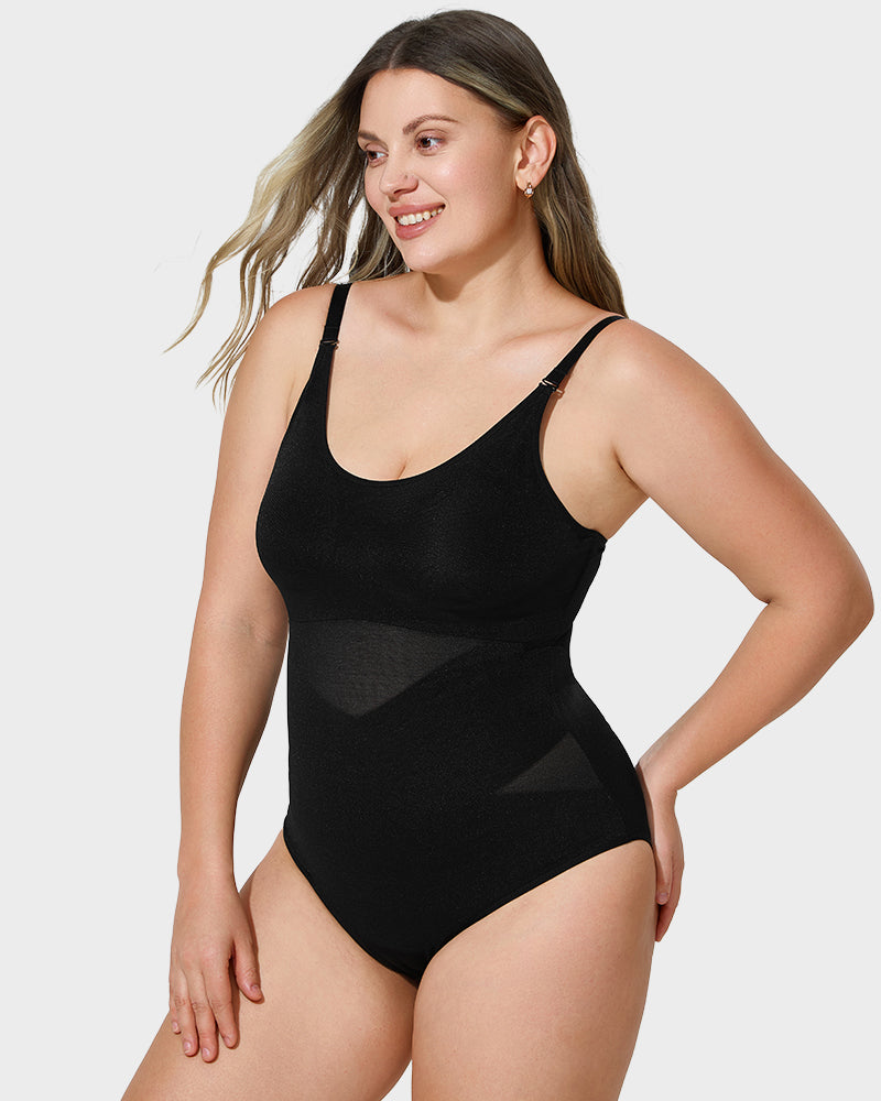 Body shaper con panel de malla cruzada
