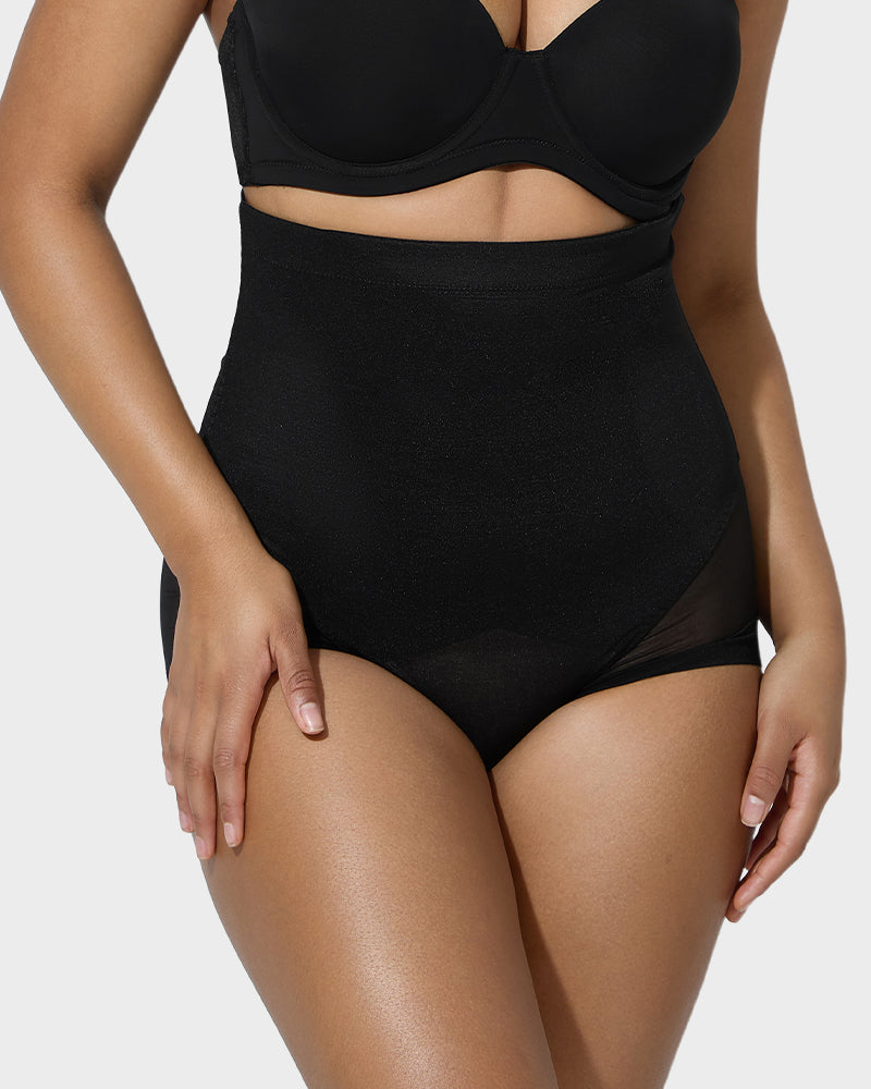 Braguita moldeadora de malla de cintura alta con control de abdomen y levantamiento de glúteos