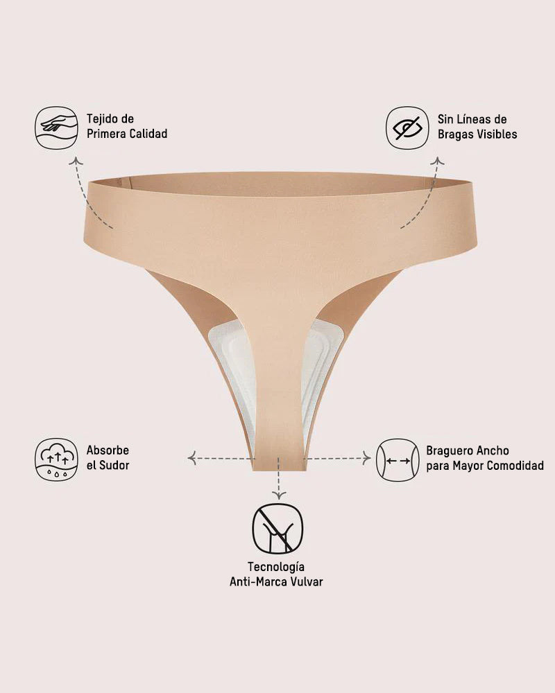 Paquete de 5 Tanga Sin Costuras con Protección Antimarcas