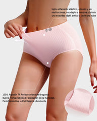 Pack de 4 panties de algodón sin costuras de cintura alta con efecto realce