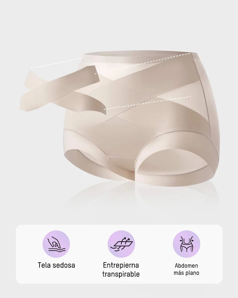 Paquete de 6 panties de cintura alta efecto faja con compresión cruzada