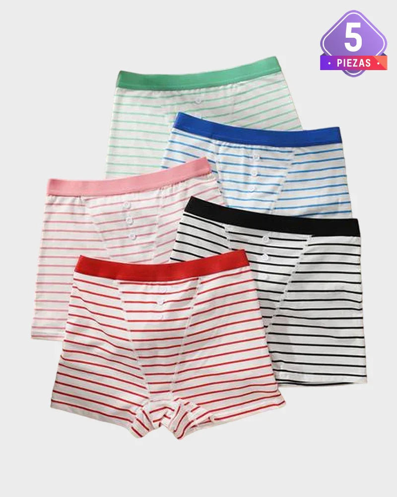 Paquete de 5 panties boyshorts a rayas, suaves y transpirables