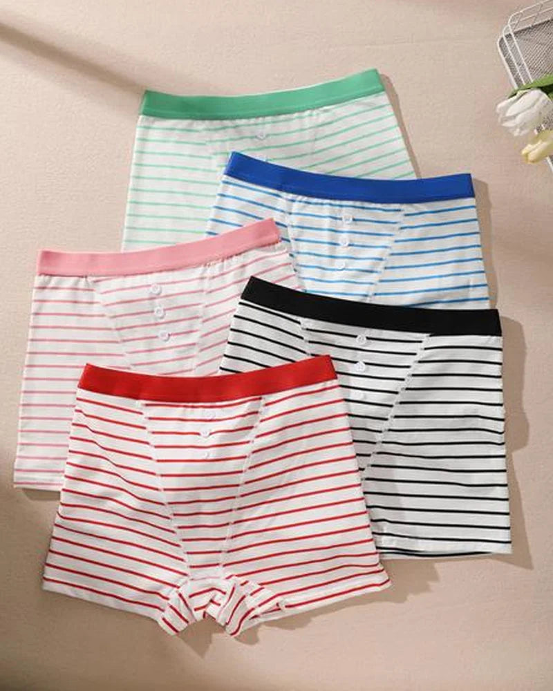 Paquete de 5 panties boyshorts a rayas, suaves y transpirables