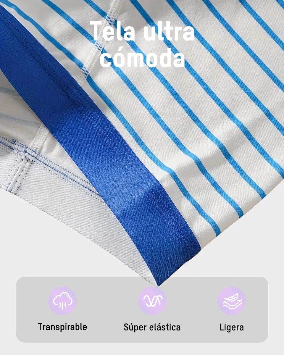 Paquete de 5 panties boyshorts a rayas, suaves y transpirables