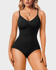 Body moldeador sin costuras tipo tanga, cuello redondo sin mangas