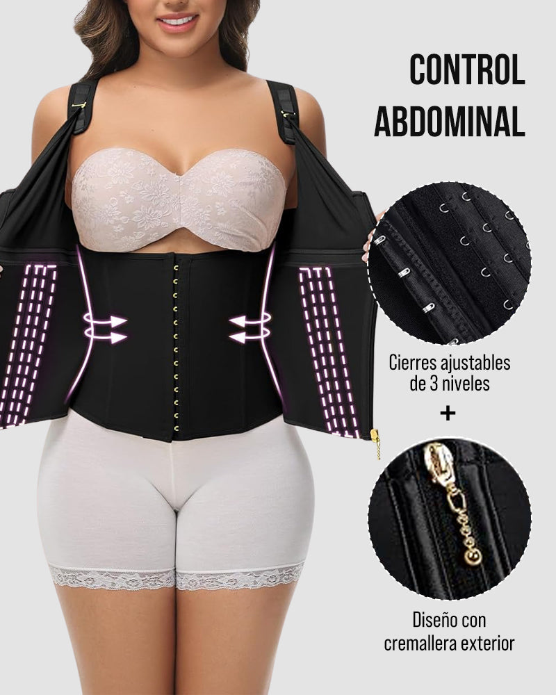 Faja Moldeadora con Varillas – Doble Compresión, Cierre Doble y Tirantes Ajustables