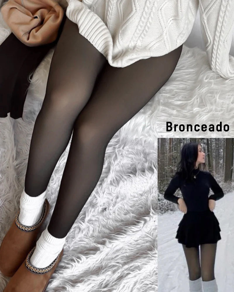 Medias Térmicas Mujer Afelpadas Translúcidas, Cómodas y Elástico, Para Clima Frío