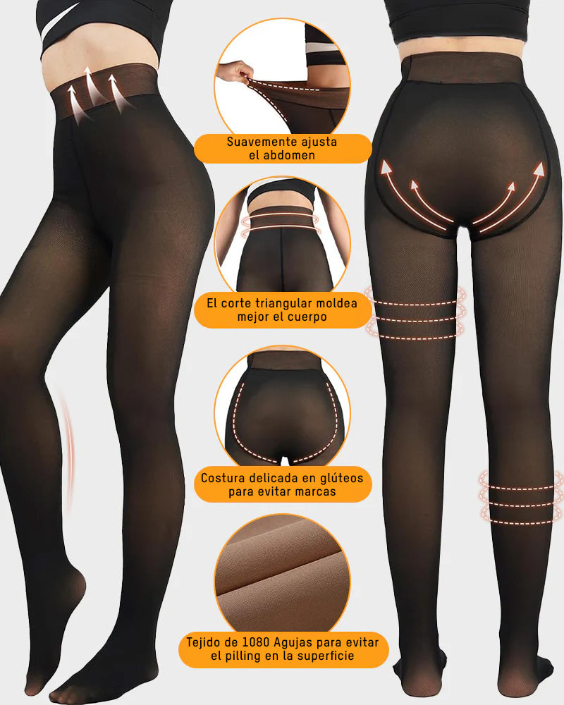 Medias Térmicas Mujer Afelpadas Translúcidas, Cómodas y Elástico, Para Clima Frío