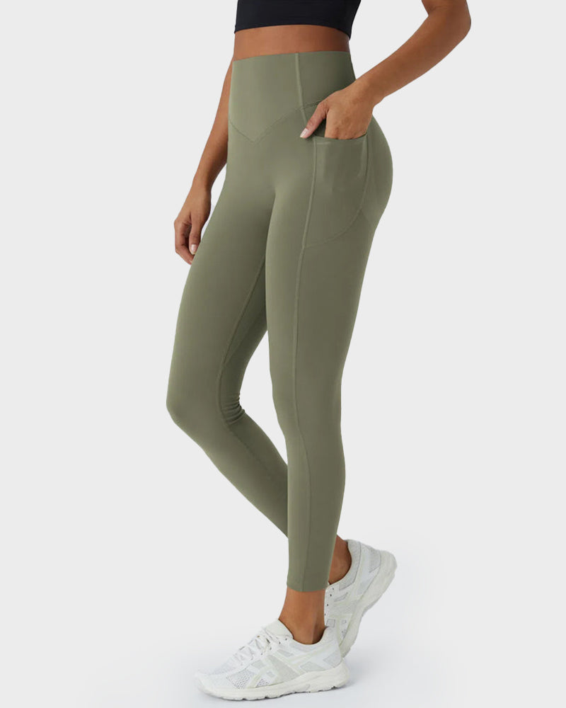 Leggings Deportivos con Control de Abdomen, Levantamiento de Glúteos y Bolsillos