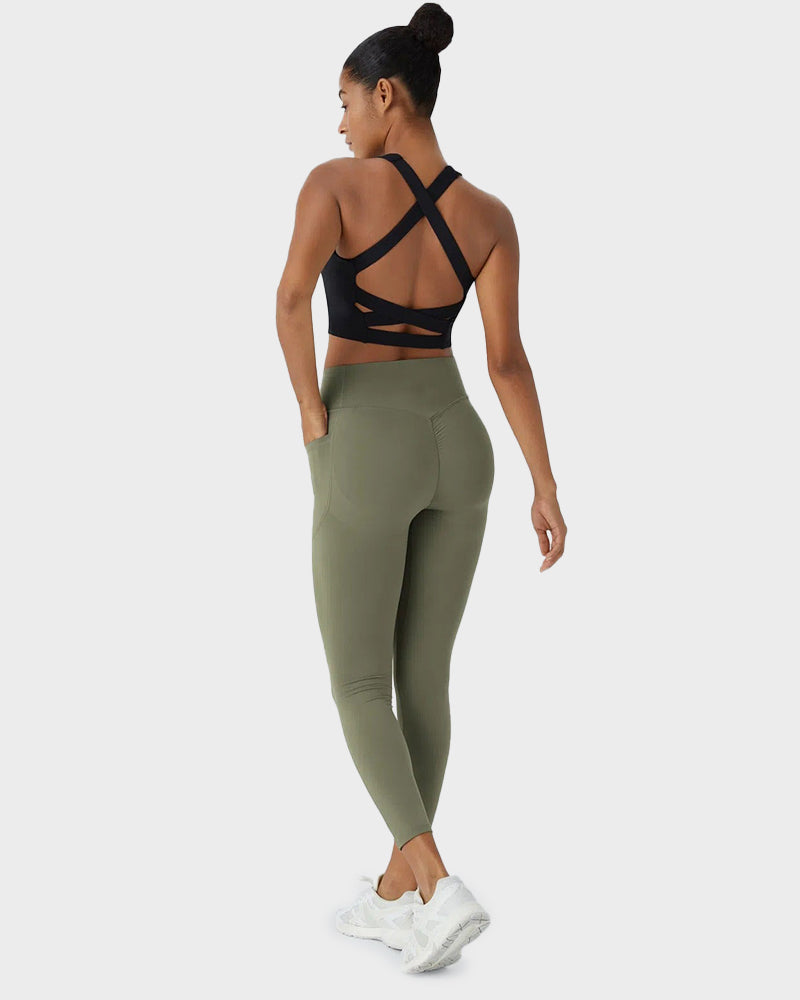 Leggings Deportivos con Control de Abdomen, Levantamiento de Glúteos y Bolsillos