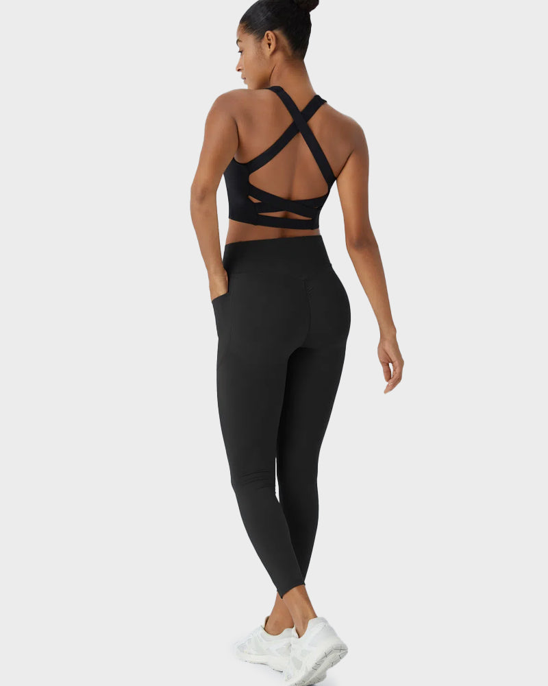 Leggings Deportivos con Control de Abdomen, Levantamiento de Glúteos y Bolsillos